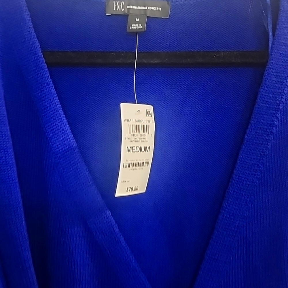 Wrap sweater top by INC in Navy Medium